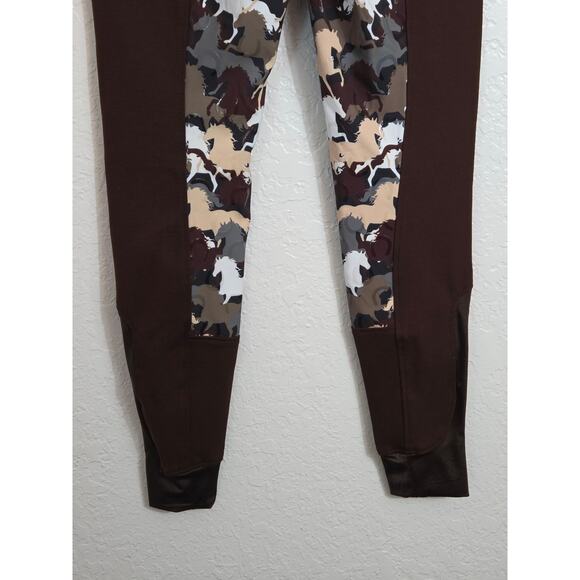 Buckwild Breeches Horse Riding Pants Medium Brown Horse Print Equestrian Stretch - Picture 10 of 11